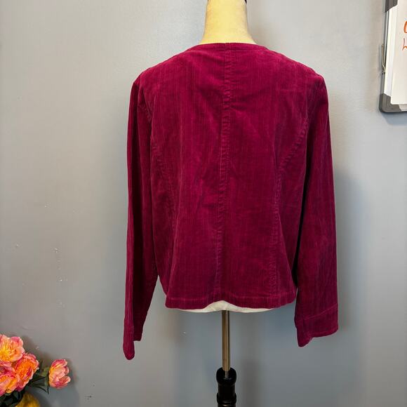 Charter Club Corduroy Cotton Blazer Fuschia Purple Bold Buttons Layering X Large - Picture 2 of 6
